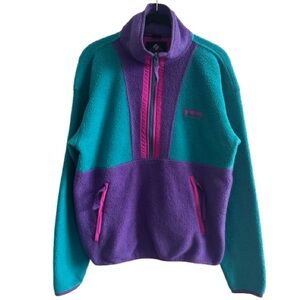 Vintage Columbia Colorblock 1/2 Half Zip Pullover Fleece Jacket Retro Colorful